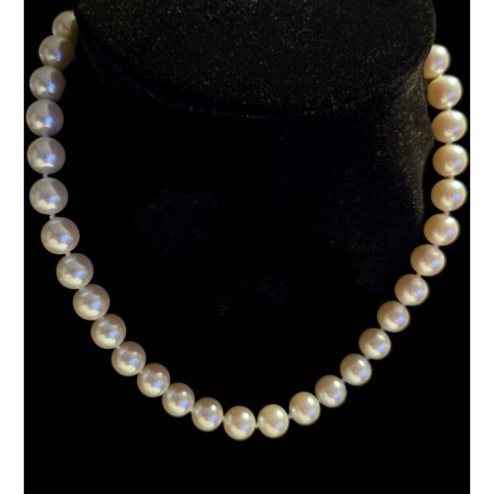 Kissaka Faux Pearl Necklace Silver Tone Extender Cream Classic Elegant knotted